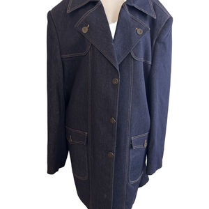 Blu Martini Jacket Blue Denim Med Wash Collared Buttons Pockets Lined Size 48L